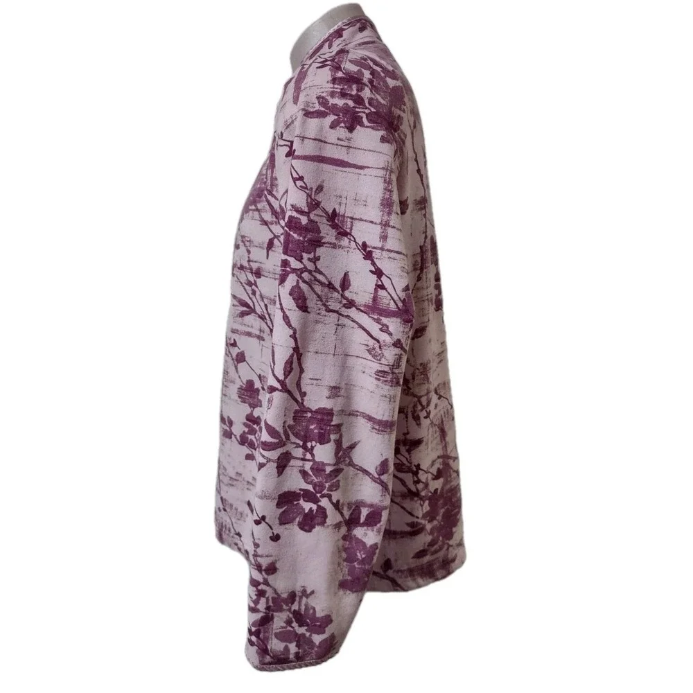 Sag Harbor‎ Floral Sweat Jacket Women's Size X- Large Long Sleeve  Full Zip Pink
